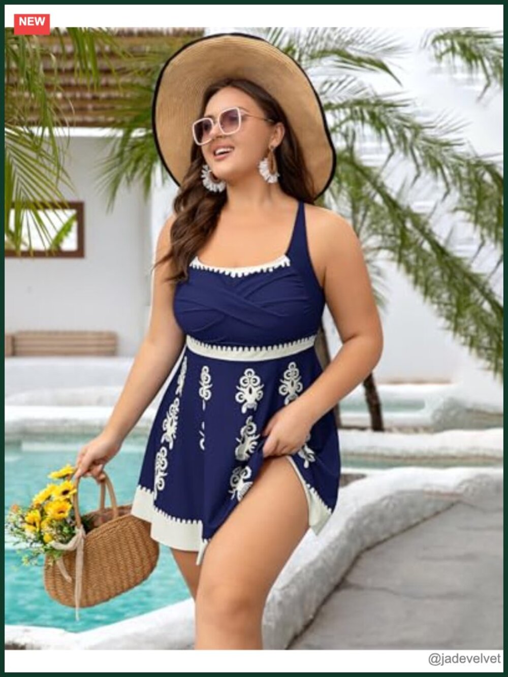 Women's Plus Size 2 Piece Tankini Swimsuit Tummy Control Criss Cross Boho - Picture 2 of 6